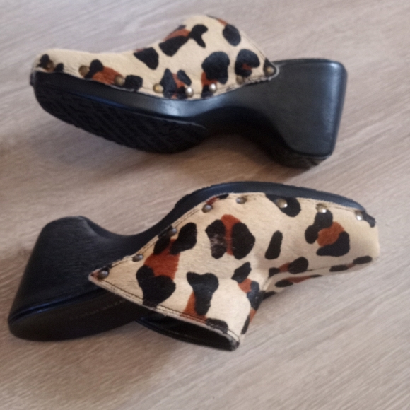 Naturalizer Leopard Print Calf Hair Leather Clog Accents Round Toe 8.5M - Picture 6 of 15